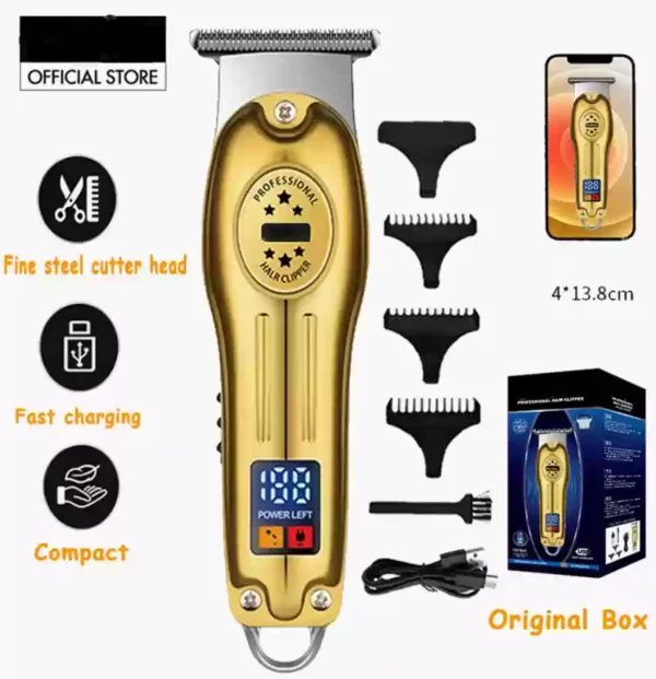 Kemei KM-427 Professional Hair Clipper- Rechargeable USB -Gold