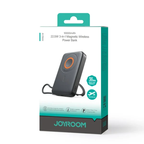 JOYROOM JR-PBM02 22.5W 3-in-1 Magnetic Wireless Power Bank 10000mAh with Kickstand