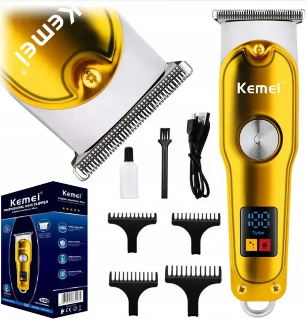 Kemei KM-427 Professional Hair Clipper- Rechargeable USB -Gold