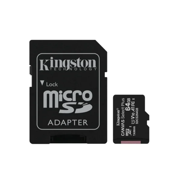 Kingston Canvas Select Plus 64GB microSD Card with Adapter – Original, 1-Year Warranty