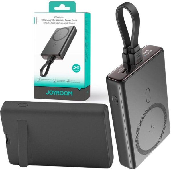 JOYROOM JR-PBM01 20W Magnetic Wireless Power Bank 10000mAh with Built-in Cable & Kickstand – Best Price in Egypt