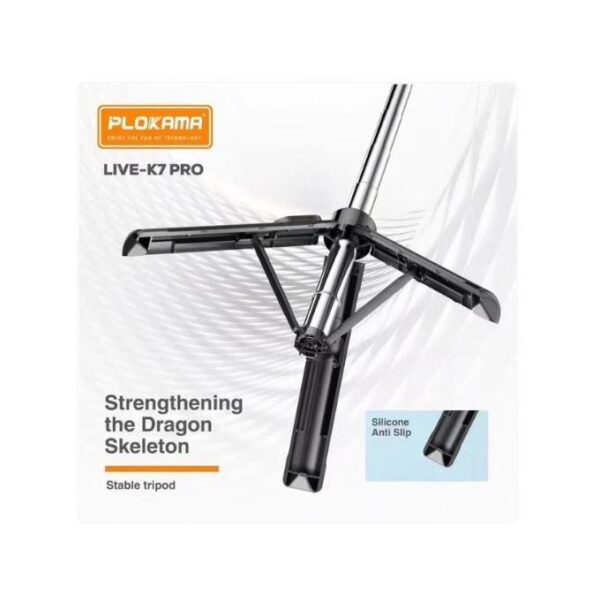 Plokama Live-K7 Pro 110 cm Live Streaming Tripod & Selfie Stick with Dual LED Lights