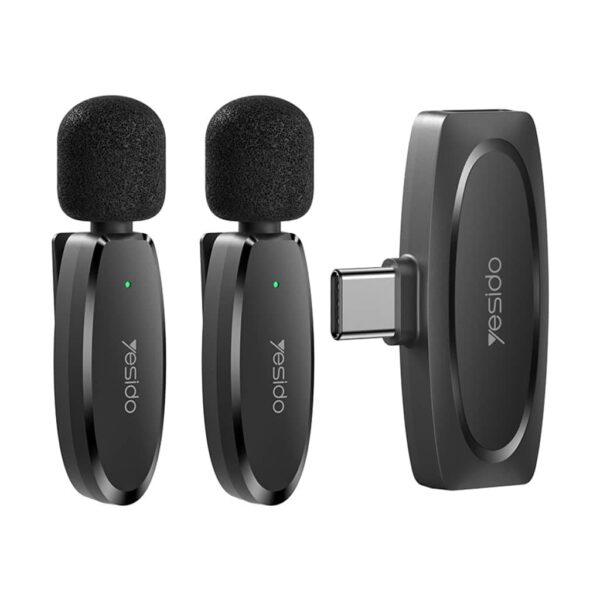Yesido KR13 – Dual Wireless Lavalier Mic with AI Noise Cancellation, 20m Range