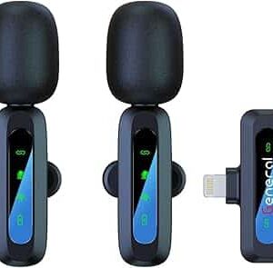 General GM37 Wireless Microphone for iPhone – 2.4GHz, 50m Range, Noise Reduction – Black (Lightning)