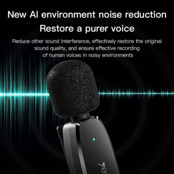 Yesido KR15 3-in-1 Wireless Lavalier Microphone – Lightning + Type-C + 3.5mm – 50m Range, AI Noise Reduction, Dual Mics