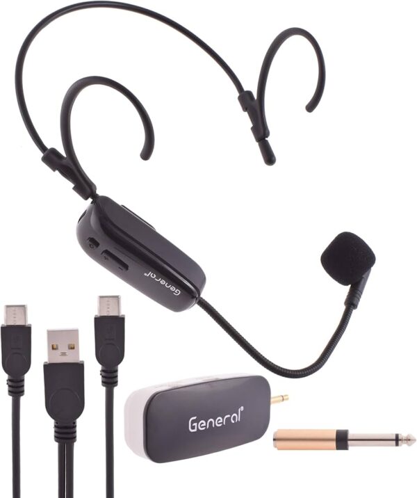 General GH-W1 UHF Wireless Headset Microphone System | Noise Reduction, 20m Range, USB-C Charging