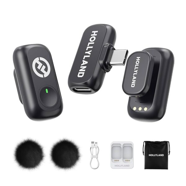 Hollyland LARK A1 Wireless Lavalier Microphone Duo (USB-C) — 48kHz/24-bit, 3-Level Noise Cancellation, 200m LOS, 54-Hour Battery — Best Price in Egypt
