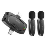 Yesido KR15 3-in-1 Wireless Lavalier Microphone – Lightning + Type-C + 3.5mm – 50m Range, AI Noise Reduction, Dual Mics