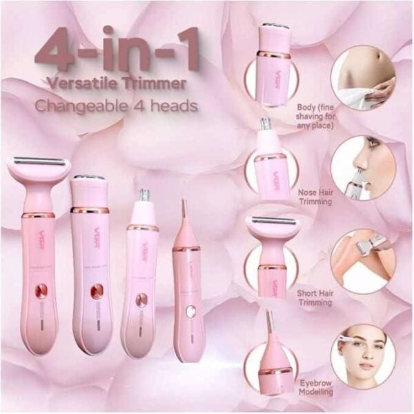 VGR V-761 Professional Lady Shaver 4-in-1 Set – USB Rechargeable, IPX5 Waterproof