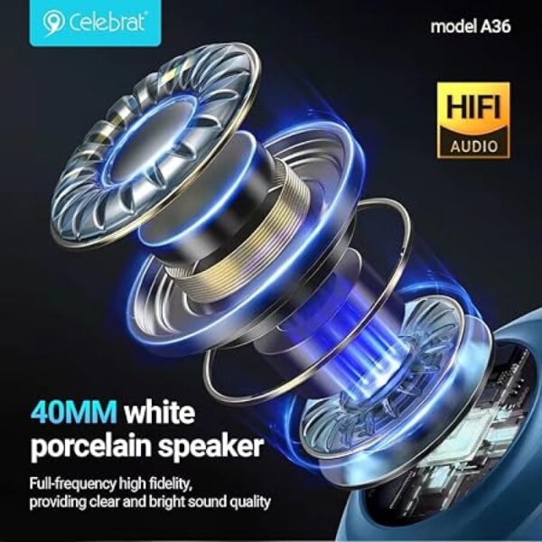 Celebrat A36 Foldable Wireless Bluetooth Headphones – Clear Sound & Long Battery Life