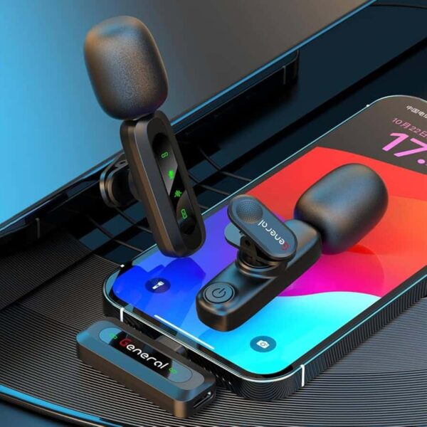 General GM37 Wireless Microphone for iPhone – 2.4GHz, 50m Range, Noise Reduction – Black (Lightning)