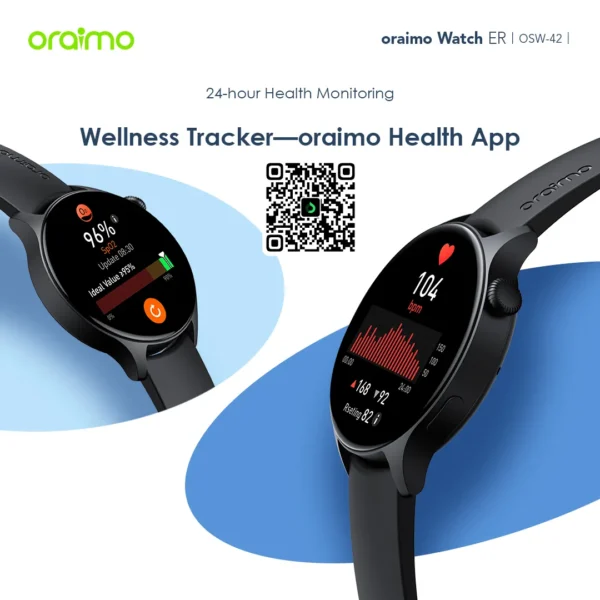 Oraimo Watch ER (OSW-42) Smartwatch – 1.43″ AMOLED, Bluetooth Calls, Heart Rate & SpO₂ | Best Price in Egypt