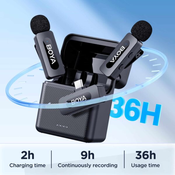BOYA BY-V30 2.4GHz Dual Wireless Microphone System – 2 Transmitters with Charging Case