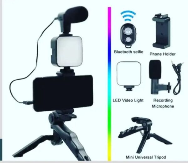 Plokama PK-771 Mobile Video Recording Kit – Microphone, LED Light, Tripod & Bluetooth Remote – Best Price in Egypt