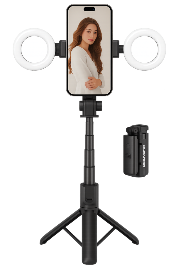 Plokama LIVE-M5 Pro 3in1 Handle Tripod Selfie Stick with LED Ring & Remote Control