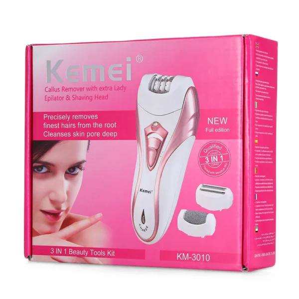 Kemei KM-3010 3-in-1 Lady Epilator, Callus Remover & Shaver – Best Price in Egypt