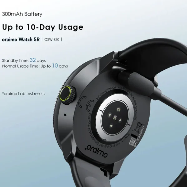Oraimo Watch 5R Pro – AMOLED Smart Watch – Black