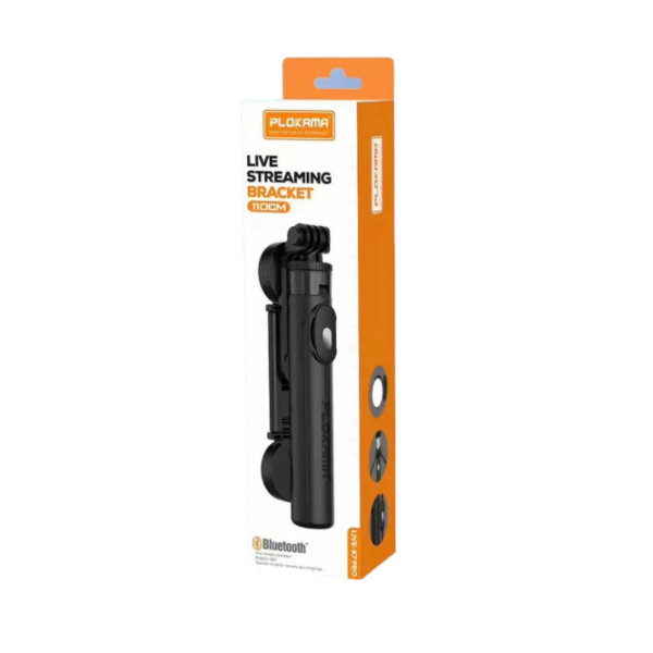 Plokama Live-K7 Pro 110 cm Live Streaming Tripod & Selfie Stick with Dual LED Lights