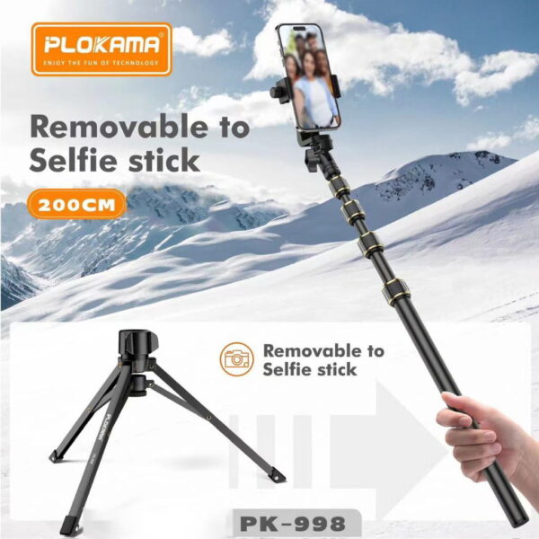 PLOKAMA PK-998 Tripod Stand for Mobile Phones and Cameras | Lightweight Adjustable Stand