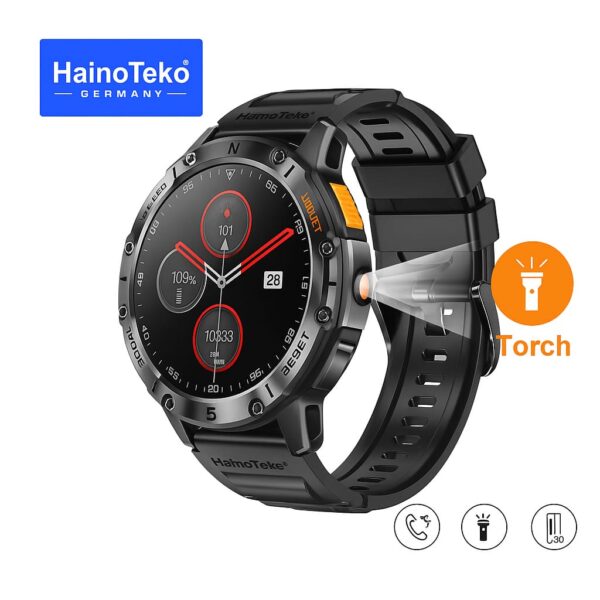 HainoTeko Watch 6 Smartwatch – 1.3″ AMOLED, Bluetooth Calls, IP68 Waterproof, 3 Straps