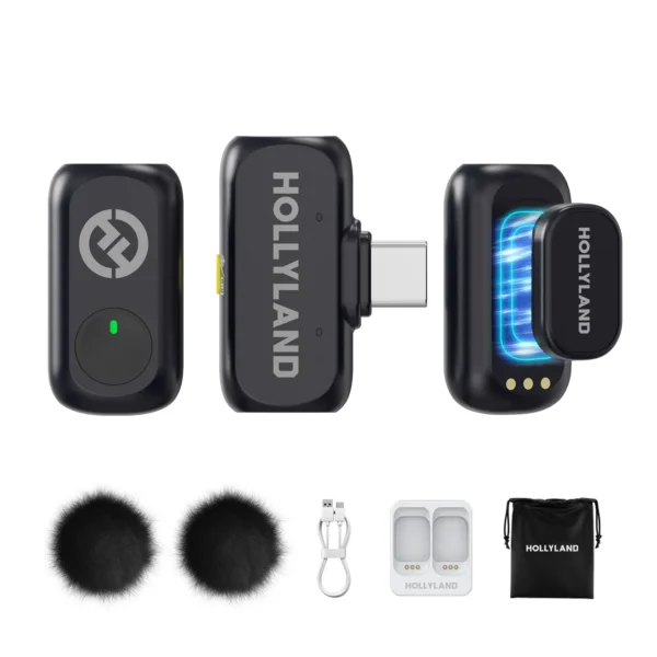 Hollyland LARK A1 Wireless Lavalier Microphone Duo (USB-C) — 48kHz/24-bit, 3-Level Noise Cancellation, 200m LOS, 54-Hour Battery — Best Price in Egypt