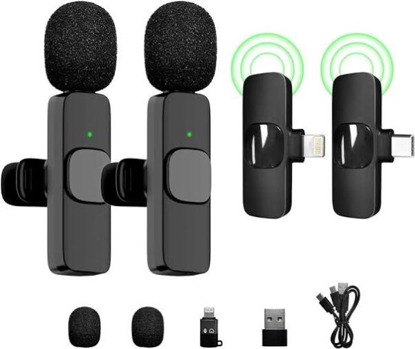 Yesido KR13 – Dual Wireless Lavalier Mic with AI Noise Cancellation, 20m Range