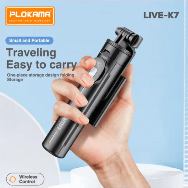 Plokama Live-K7 Pro 110 cm Live Streaming Tripod & Selfie Stick with Dual LED Lights