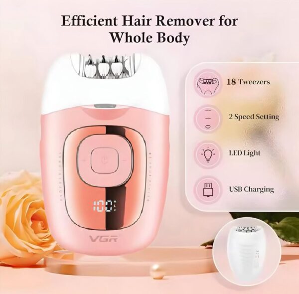 VGR V-760 Wireless womenEpilator 18 Tweezers LED – Best Price in Egypt
