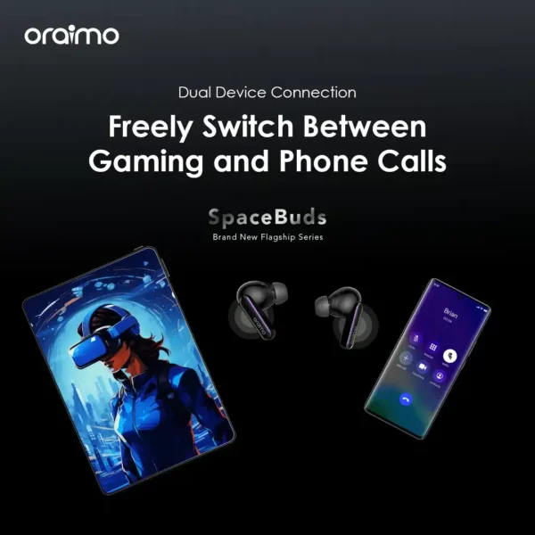 Oraimo SpaceBuds Hybrid ANC OTW-630 (Space Grey, 50dB Noise Cancellation)