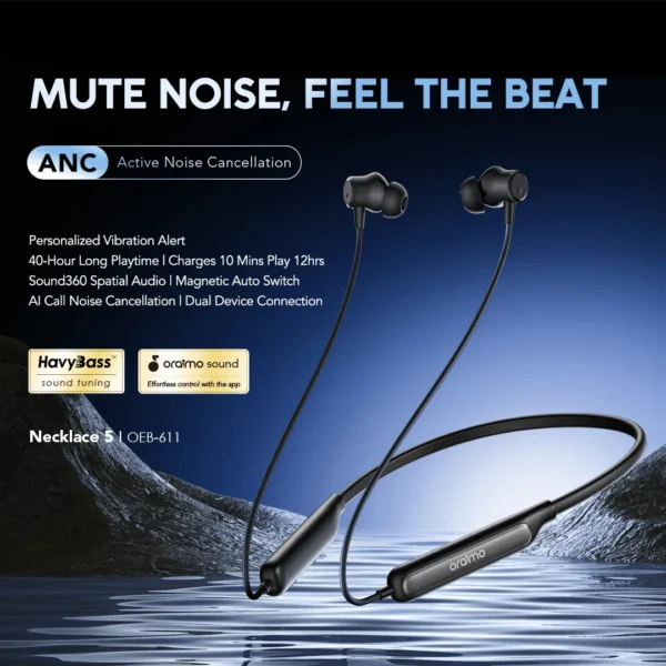 Oraimo Necklace 5 ANC Bluetooth Neckband (OEB-611) – Best Price in Egypt
