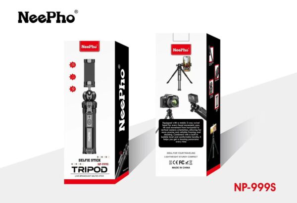 NeePho NP-999S Adjustable Selfie Stick Tripod with Bluetooth Remote