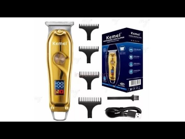 Kemei KM-427 Professional Hair Clipper- Rechargeable USB -Gold